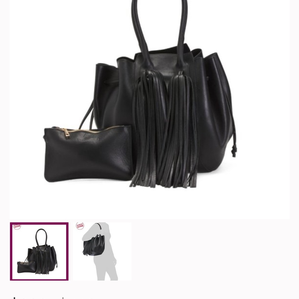 Stella And Bianca Leather Tassel Bucket Bag.